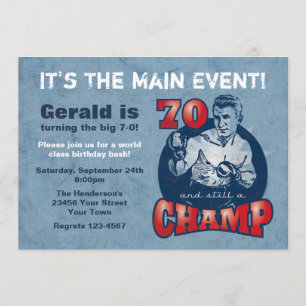 Boxing Champ 70th Birthday Party Invitation Kaart