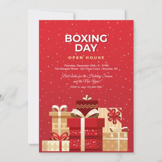 Boxing Day Invitation in Red Kaart (Voorkant)