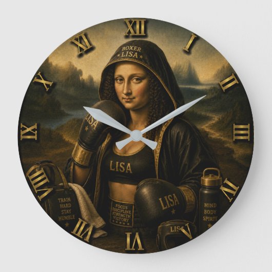 Boxing Funny Mona Lisa  Grote Klok (Voorkant)
