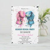 Boxing gender reveal party invitation kaart (Staand voorkant)
