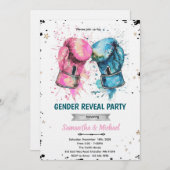 Boxing gender reveal party invitation kaart (Voorkant / Achterkant)