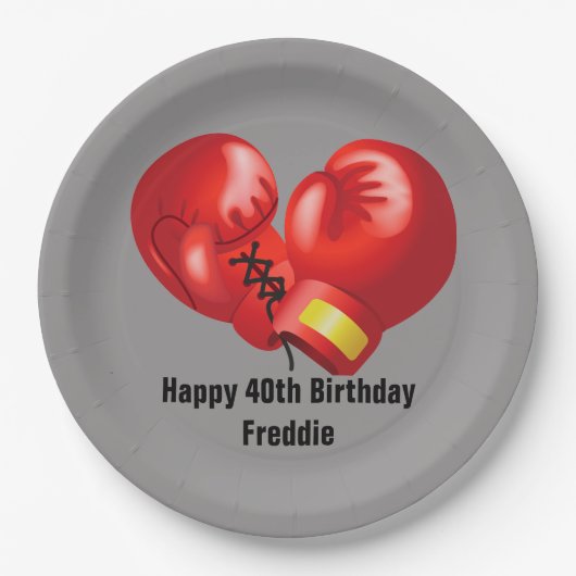 Boxing Ghandschoenen Design Paper Party Bord (Voorkant)