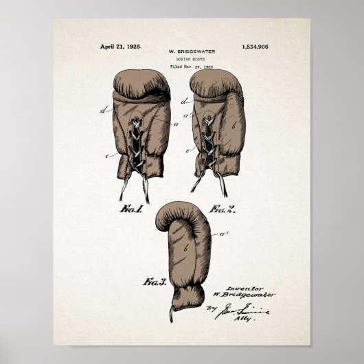 Boxing Glove Patent 1923 Poster (Voorkant)