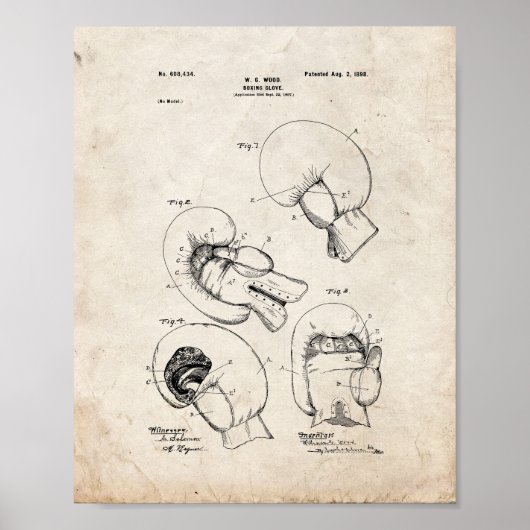 Boxing Glove Patent - Old look Poster (Voorkant)