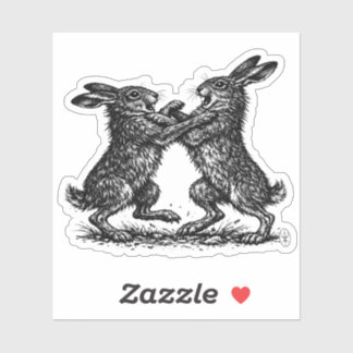 Boxing Hares – Haunted Ink Woodland Duel Sticker
