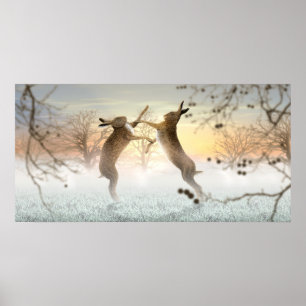 Boxing Hares Poster