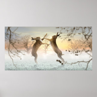 Boxing Hares Poster