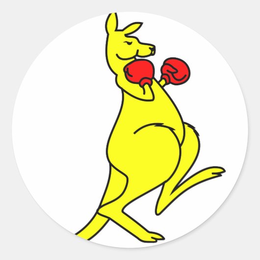 Boxing Kangaroo Ronde Sticker (Voorkant)