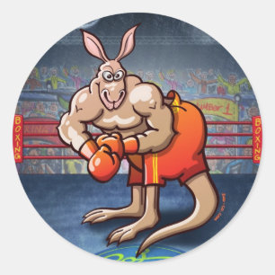 Boxing Kangaroo Ronde Sticker