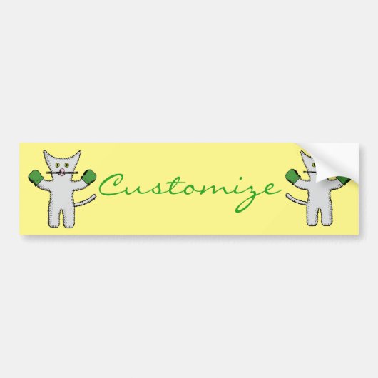 Boxing Kitten met Mittens Thunder_Cove Bumpersticker (Voorkant)
