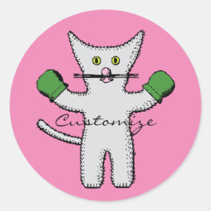 Boxing Kitten met Mittens Thunder_Cove Ronde Sticker