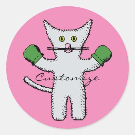 Boxing Kitten met Mittens Thunder_Cove Ronde Sticker (Voorkant)