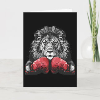 Boxing Lion Portrait Motif Wildlife Kickboxing Lov Kaart