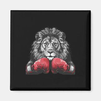 Boxing Lion Portrait Motif Wildlife Kickboxing Lov Magneet