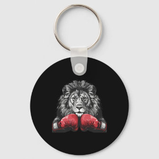 Boxing Lion Portrait Motif Wildlife Kickboxing Lov Sleutelhanger