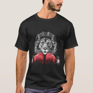 Boxing Lion Portrait Motif Wildlife Kickboxing Lov T-shirt