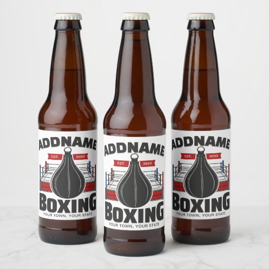 Boxing Ring VOEG NAAM toe Boxer Gym Speed Bag Bier Etiket (Flessen)