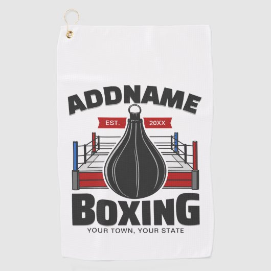 Boxing Ring VOEG NAAM toe Boxer Gym Speed Bag Golfhanddoek (Voorkant)