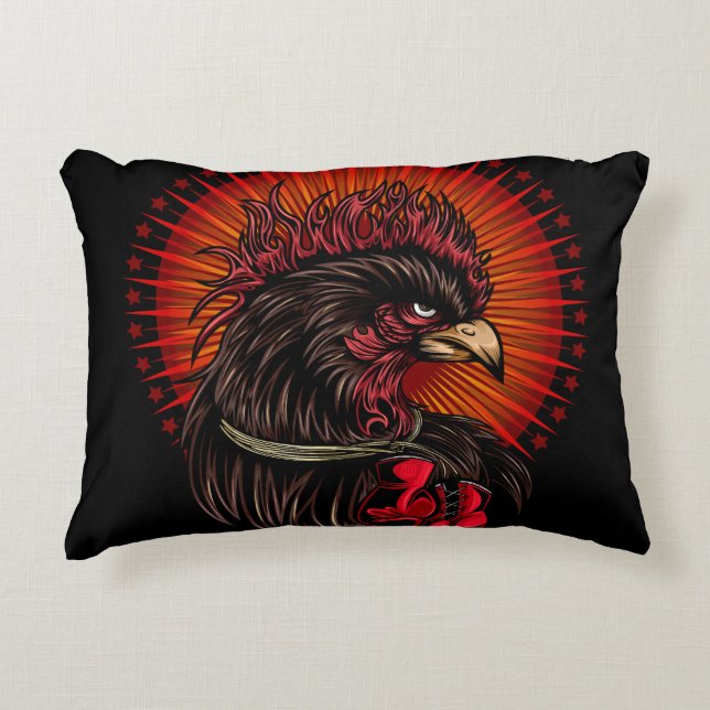 Boxing Rooster Accent Kussen (Voorkant)