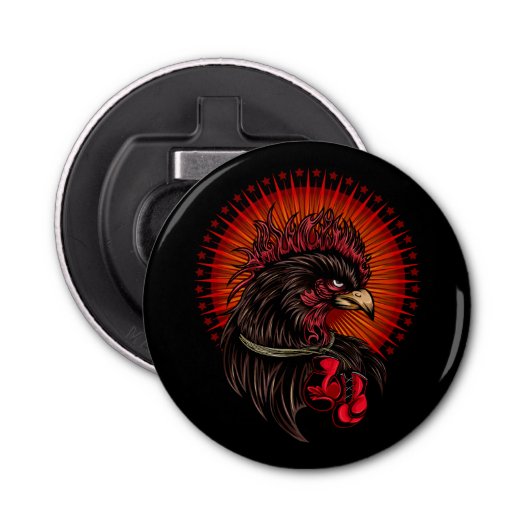 Boxing Rooster Button Flesopener (Voorkant)