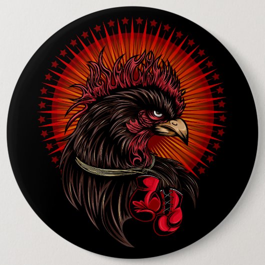 Boxing Rooster Ronde Button 6,0 Cm (Voorkant)