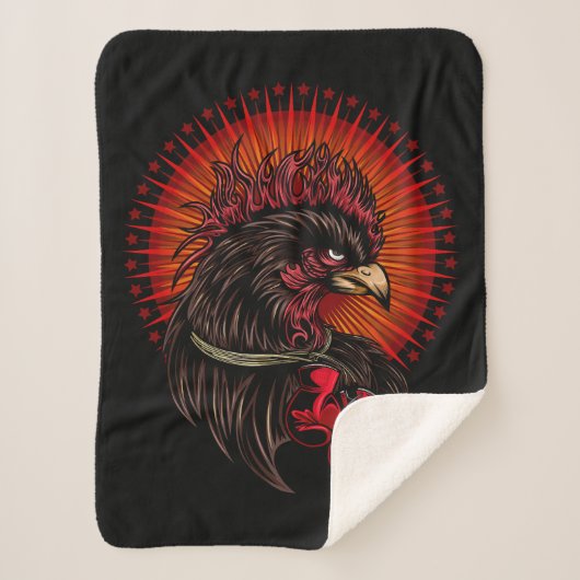 Boxing Rooster Sherpa Deken (Voorkant)