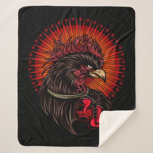Boxing Rooster Sherpa Deken (Voorkant)