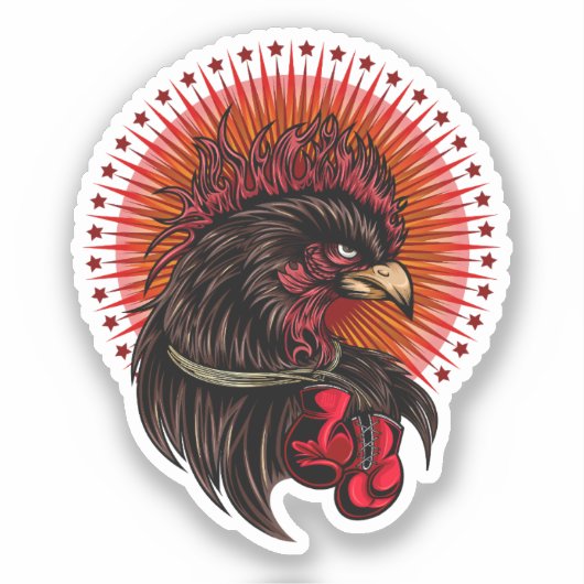 Boxing Rooster Sticker (Voorkant)