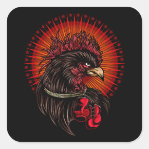 Boxing Rooster Vierkante Sticker