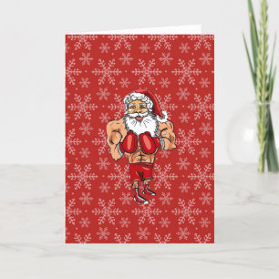Boxing Santa Christmas Kaart