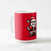 Boxing Santa - Retro Pixel Kerstgevecht Ontwerp Koffiemok (Voorkant links)