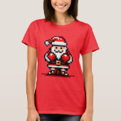 Boxing Santa - Retro Pixel Kerstgevecht Ontwerp T-shirt (Voorkant)