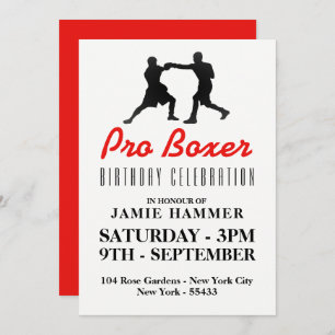 Boxing Silhouette Birthday Party Kaart