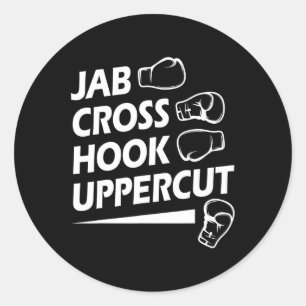 Boxing Sport Jab Cross Hook Uppercut Boxer Birthda Ronde Sticker
