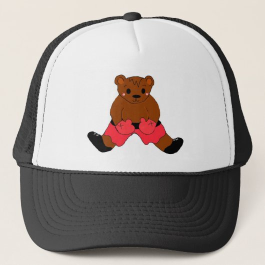 Boxing Teddybeer in het rood Trucker Pet (Voorkant)