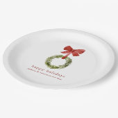 Boxwood Kerstkrans Red Bow Papieren Bordje (Gekanteld)