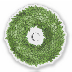 Boxwood Krans Monogram Vinyl Sticker