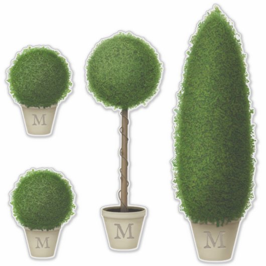 Boxwood Topiary Collectie Monogrammen of Spelling Sticker (Voorkant)