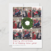 Boxwood Wreate 8 Grid Kerstfeestdag Feestdagenkaart (Voorkant)