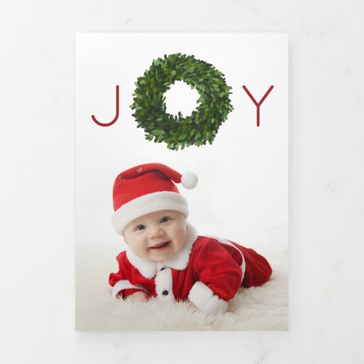 Boxwood Wreath Christmas Holiday Triple Card (Page de couverture)