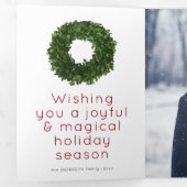 Boxwood Wreath Christmas Holiday Triple Card (Intérieur en premier)