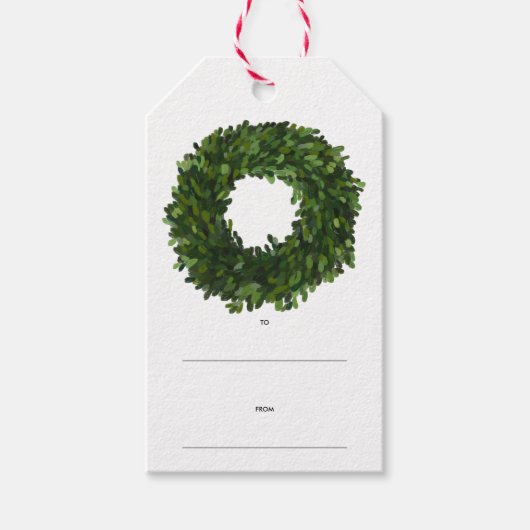 Boxwood Wreath Kerstfeestdag Cadeaulabel (Voorkant)