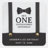 Boy 1st Birthday One Distinguished Gentleman Vierkante Sticker (Voorkant)