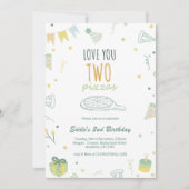 Boy 2e anniversaire Pizza Party Invitation Bleu (Devant)