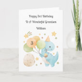 Boy 3rd Birthday Balloon Dinosaurs Card Kaart (Voorkant)