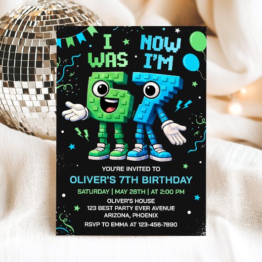 Boy 67 Birthday Party Invitation