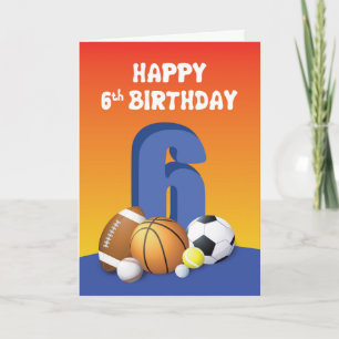 Boy 6th Birthday Sports Balls Kaart