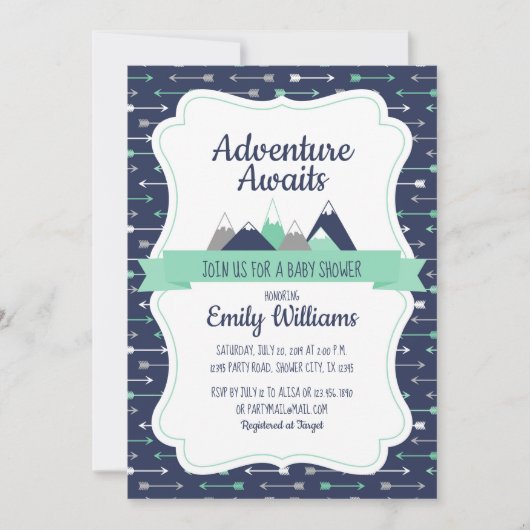 Boy Adventure attend une invitation baby shower (Devant)