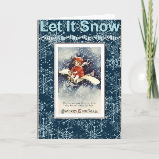 Boy/Airplane Christmas Kaart (Voorkant)