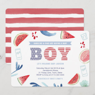 Boy America Jack en Jill Baby shower Kaart